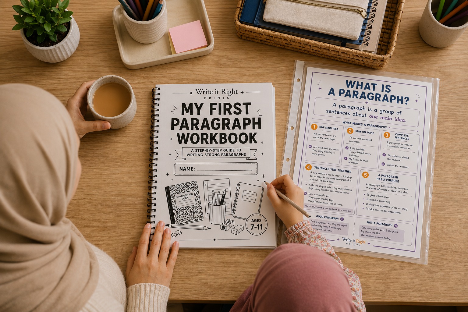 Printable worksheets laid out on a desk