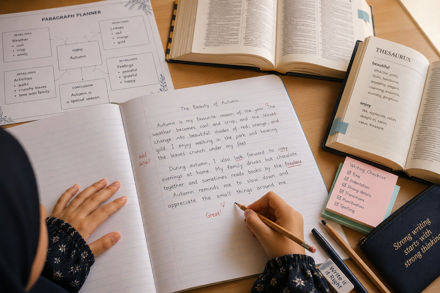 A child writing in a notebook